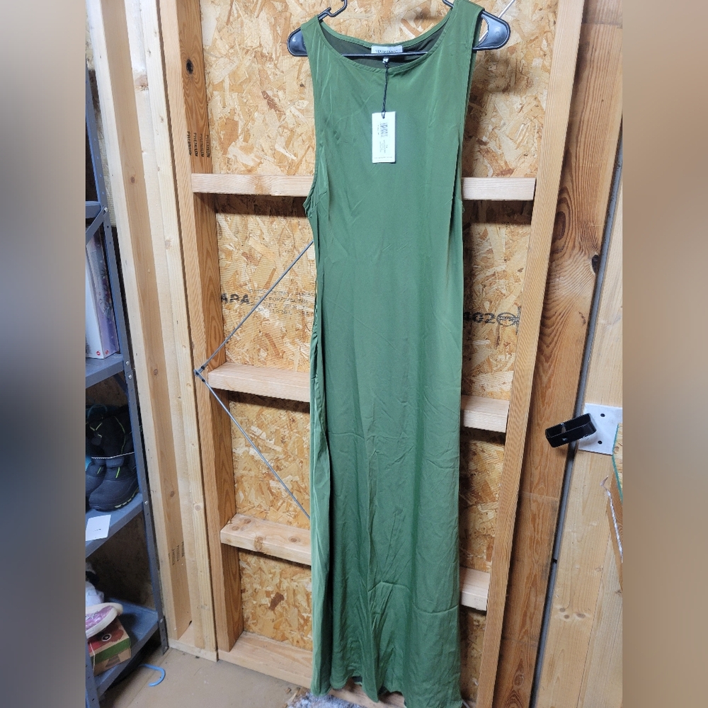 WeWoreWhat NWT Boat Neck Slip Dress‎ Silky Charm Hunter Green Size 14